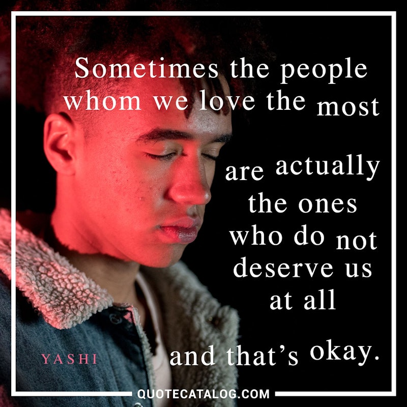 Illustrated art for this quote: Sometimes the people whom we love the most are actually the ones who do not deserve us at all and that\'s okay.